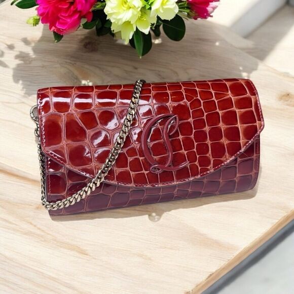 NWT Christian Louboutin Alligator Embossed Wallet on Chain - Picture 1 of 10